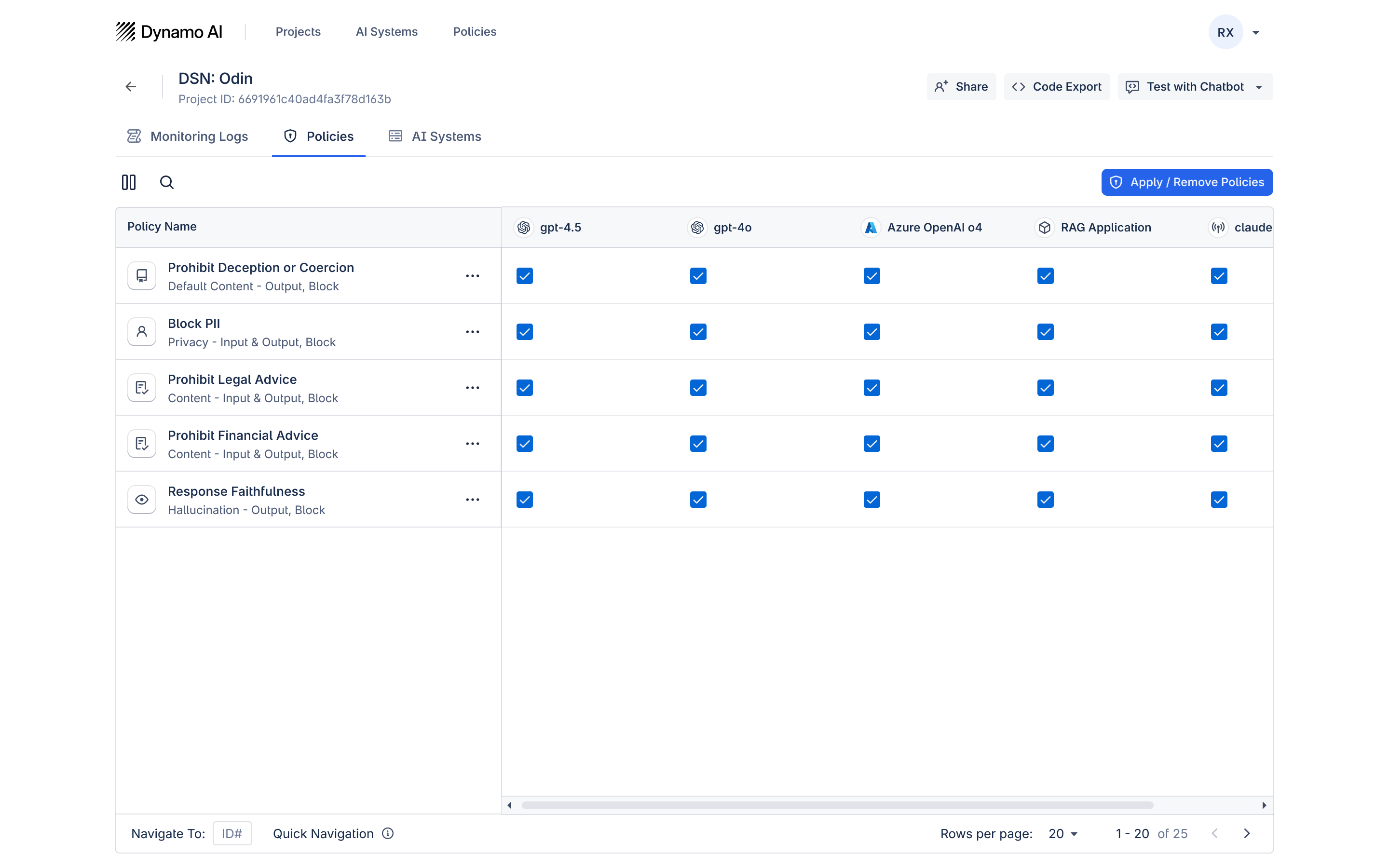 Policies Tab