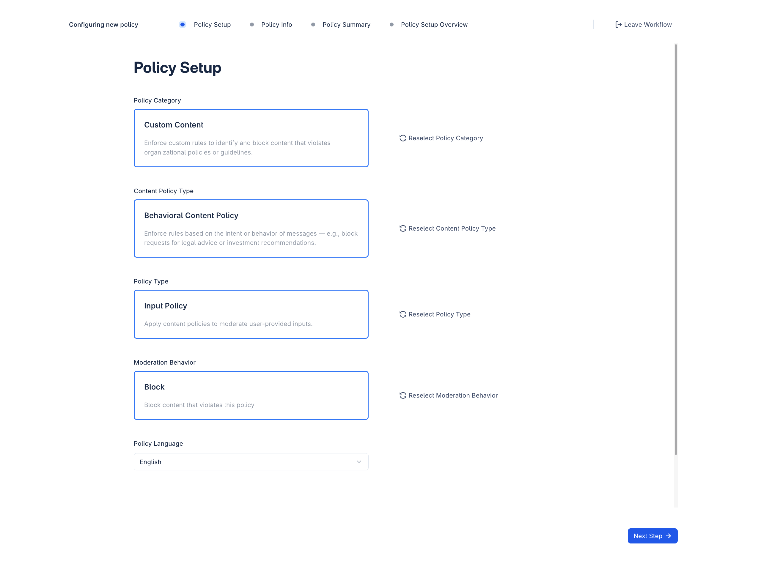 Content Policy Setup