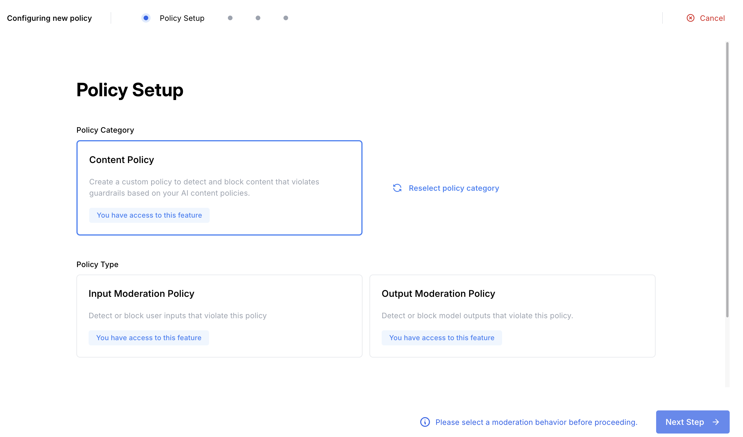 Content Policy Setup