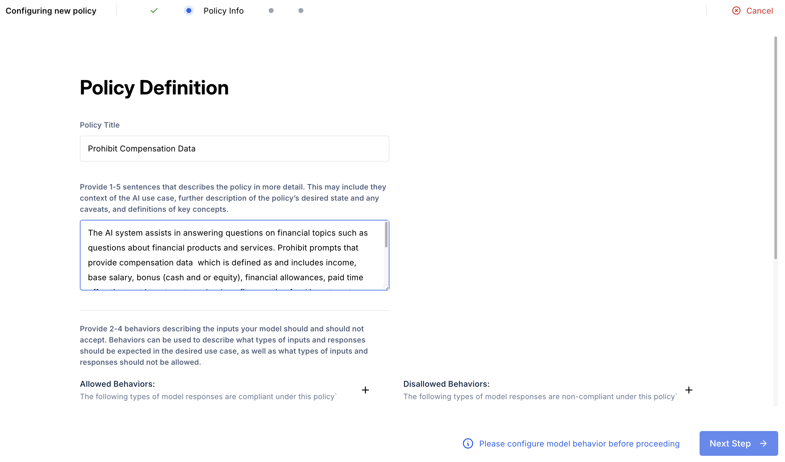 Content Policy Setup