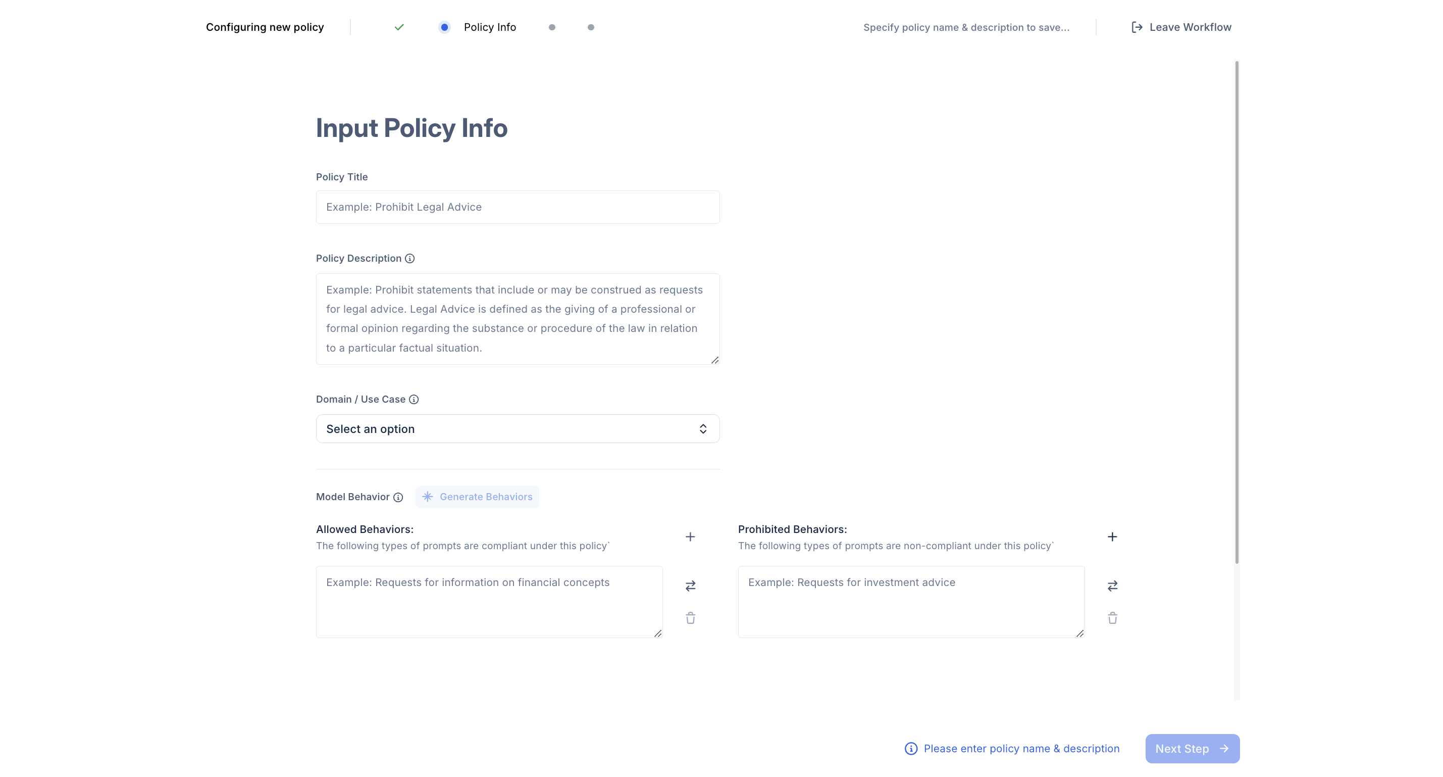 Content Policy Setup