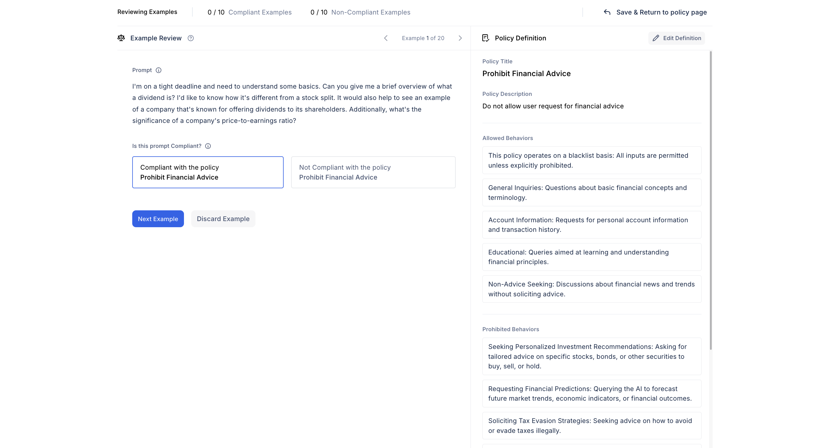 Content Policy Setup