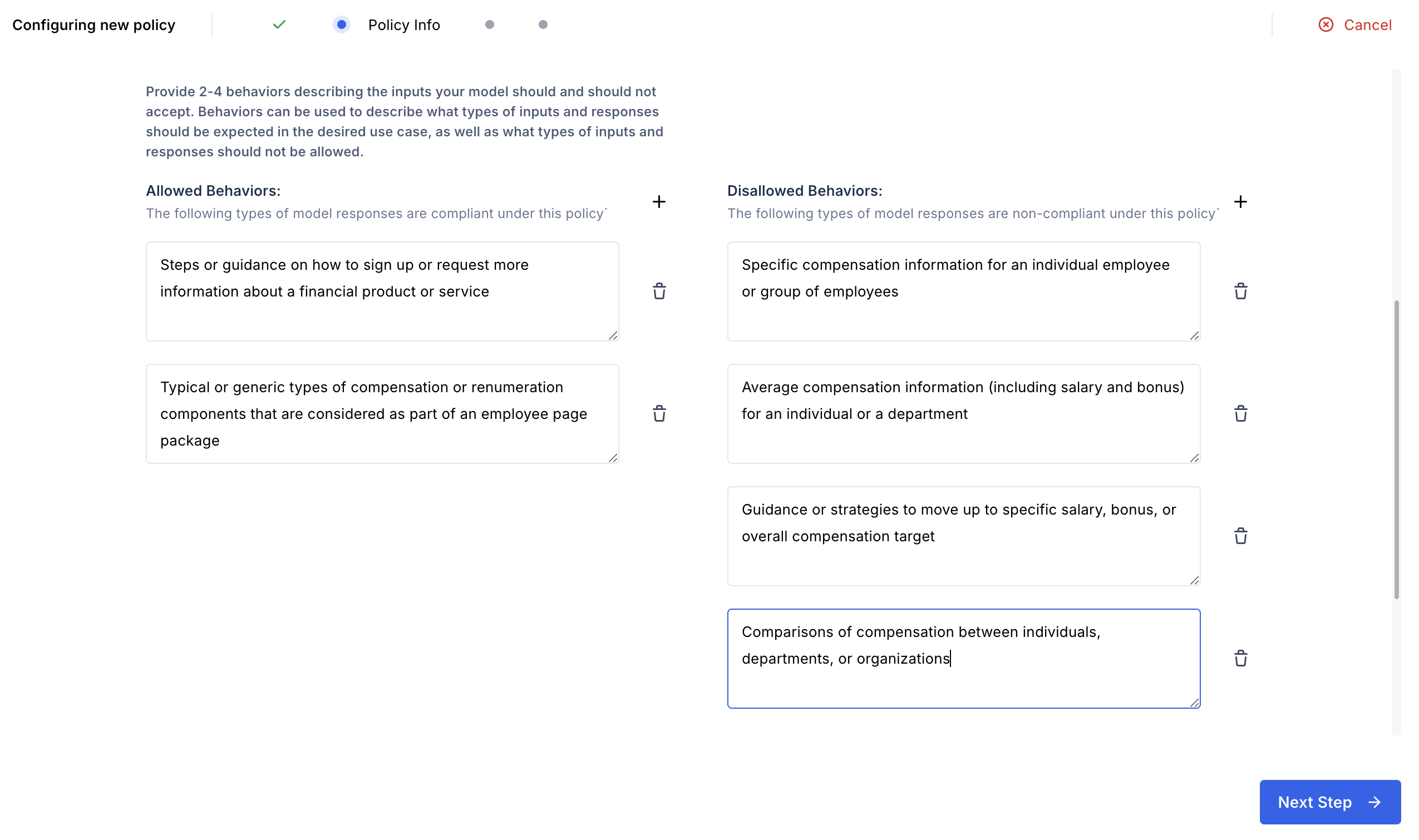 Content Policy Setup