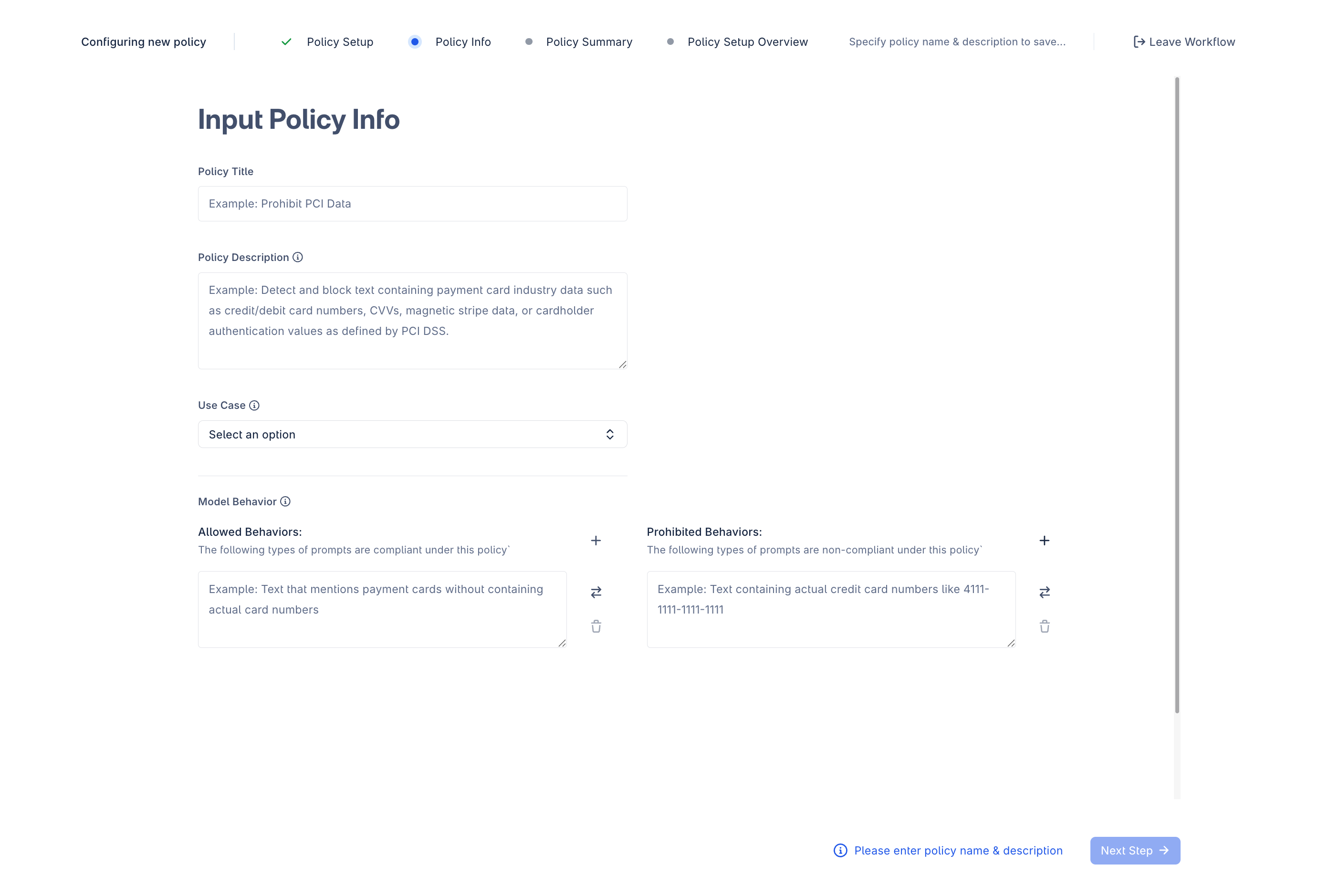 Data Classification Policy Setup