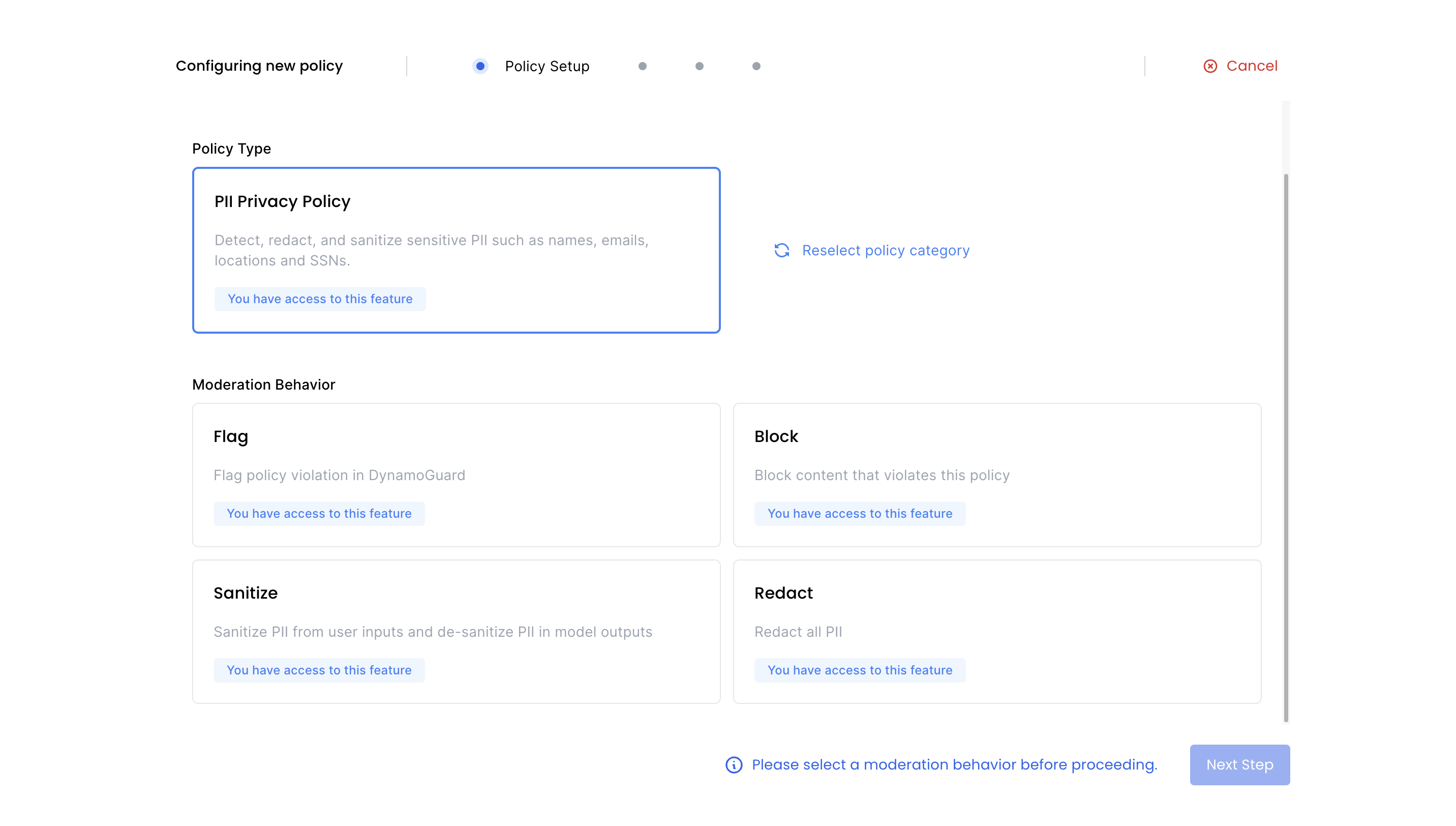 PII Policy Setup