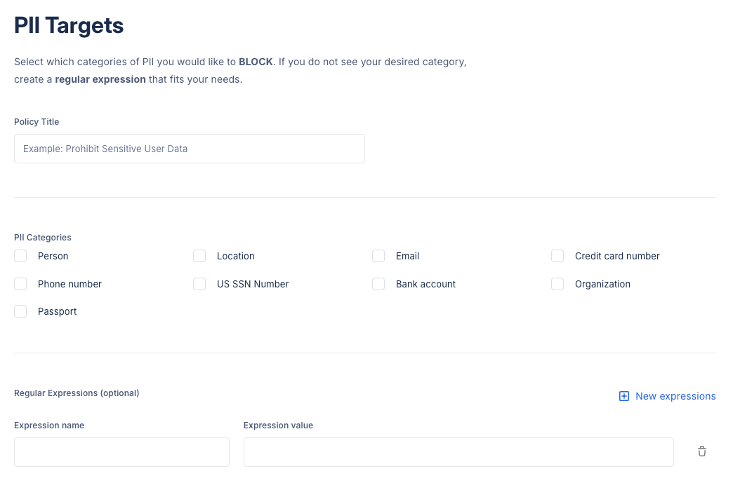 PII Policy Setup