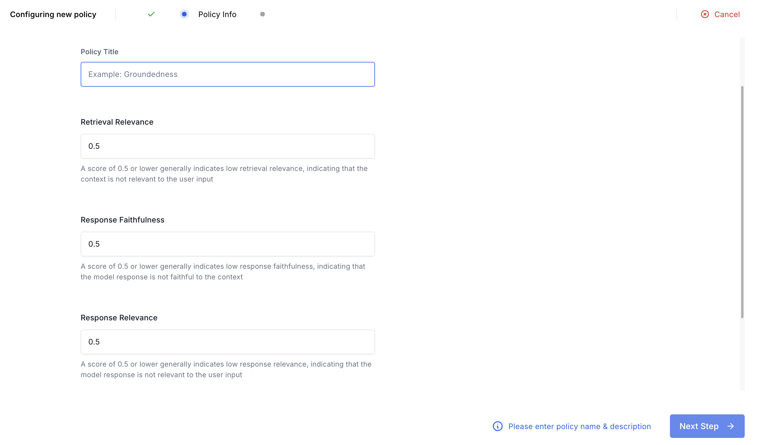 Hallucination Policy Setup